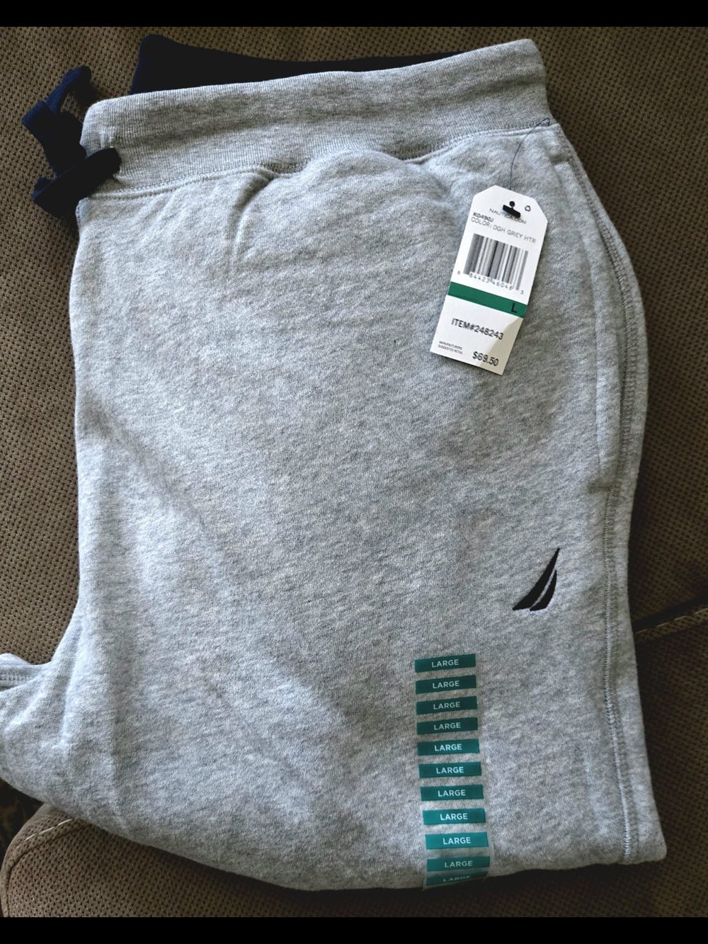 Nautica Heather Gray Sweat Joggers with Navy Sail Logo